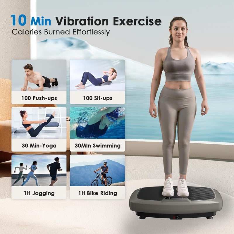 Natini Vibration Plate Exercise Machine - Whole Body Workout Vibration Platform Lymphatic Drainage Machine for Weight Loss Home Fitness with Resistance Bands Remote - Image 3